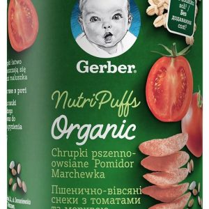 Gerber Organic Chrupki Pszenno Owsiane Pomidor Marchewka dla niemowląt po 10 Miesiącu 35g