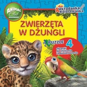Zwierzęta w dżungli Układanka Kolorowanka Puzzle